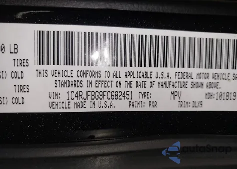 2015 Jeep Grand Cherokee Limited z USA, uszkodzony, nr VIN 1C4RJFBG9FC682451